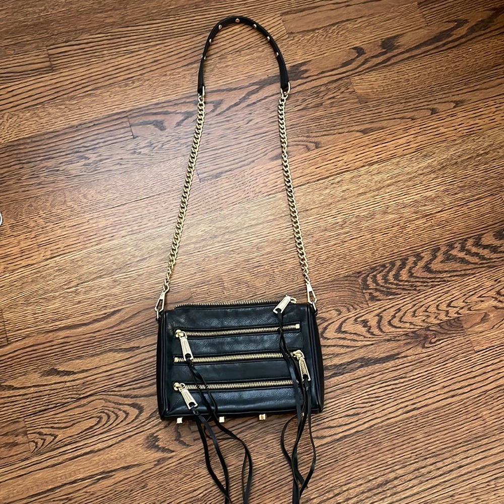 Rebecca Minkoff black with gold hardware crossbody